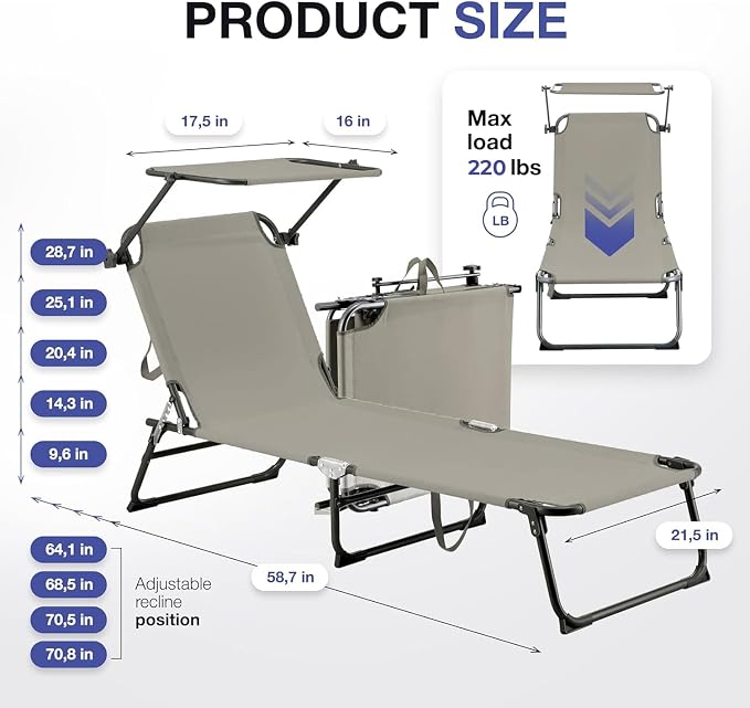 Folding Outdoor Lounge Chair - Image 2