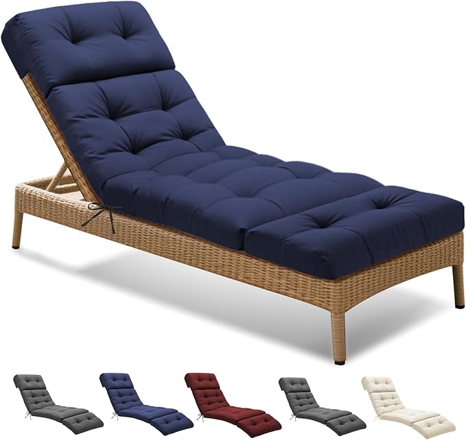 Outdoor Chaise Lounge Chair Cushion 74.4 x 22 x 4.7 Inches Non-Slip Lounge by Unknown