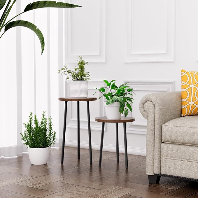 Plant Stand Indoor 2 Pack: Plant Table 14''&20'' Wooden & Metel Heavy Duty - Image 7