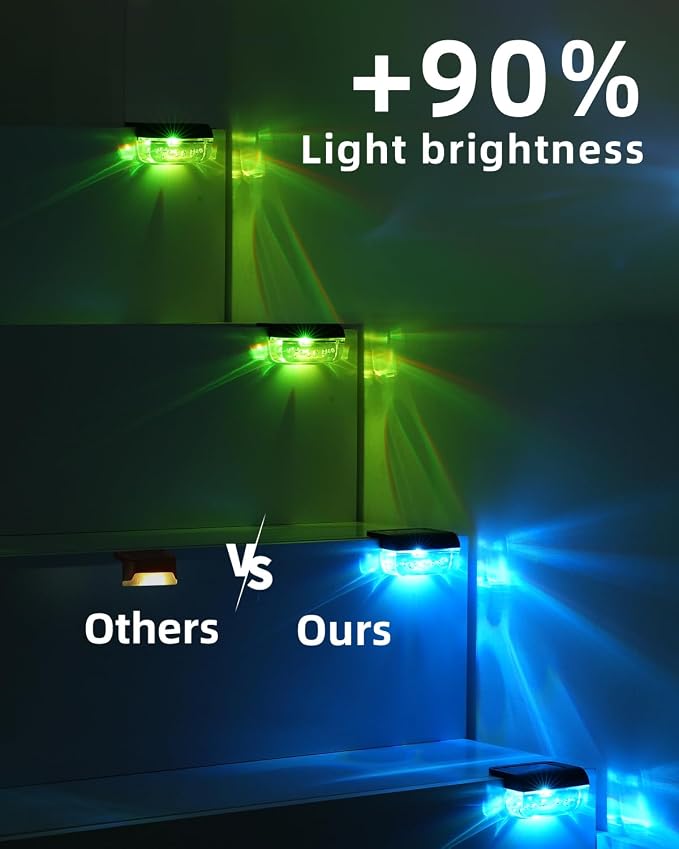 12 Pack Solar Deck Lights, RGB Color Changing Christmas Solar Fence Lights - Image 3