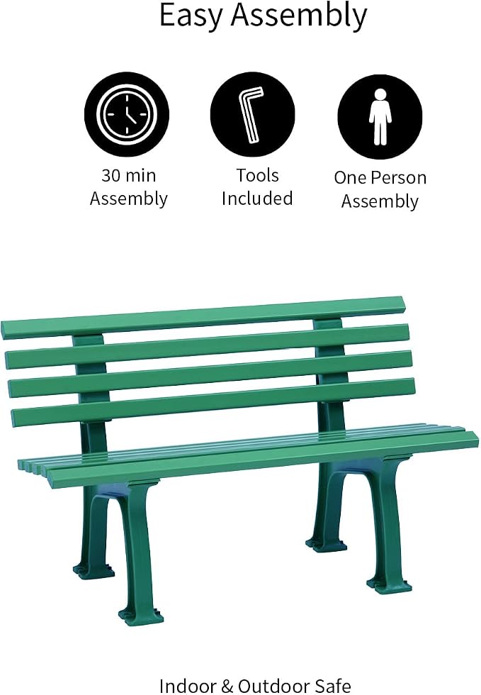 Plow & Hearth Weatherproof German PVC Outdoor Bench | Holds Up to 500 lbs | - Image 6