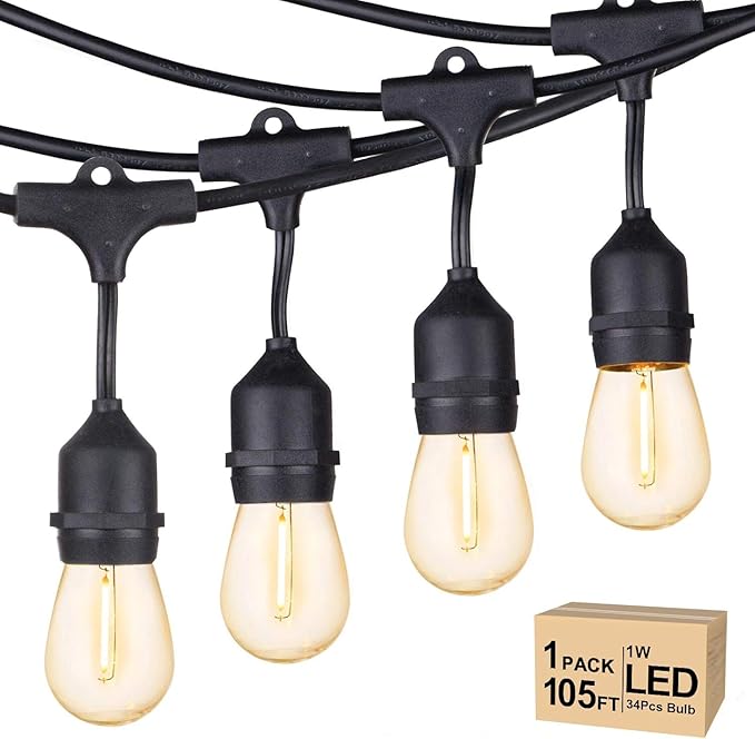 Svater Outdoor String Lights Led 105FT, Commercial Grade Patio Light by Svater