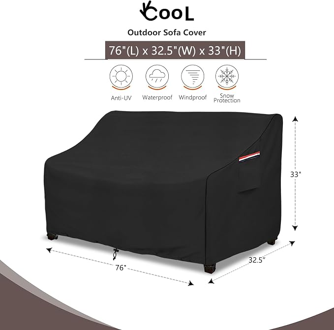 okcool Heavy Duty Patio Sofa Cover, 100% Waterproof 3-Seater Outdoor Sofa Cover - Image 2