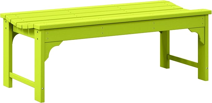 WO Home Furniture Outdoor 46" Backless HDPE Adirondack Bench, Poly Lumber Seat by WOHomeFurniture