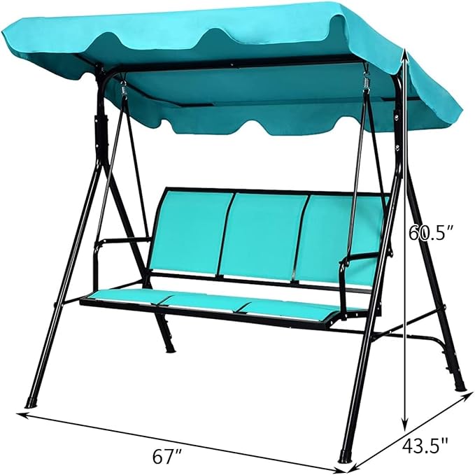 TANGKULA 3 Person Patio Swing, Steel Frame - Image 5
