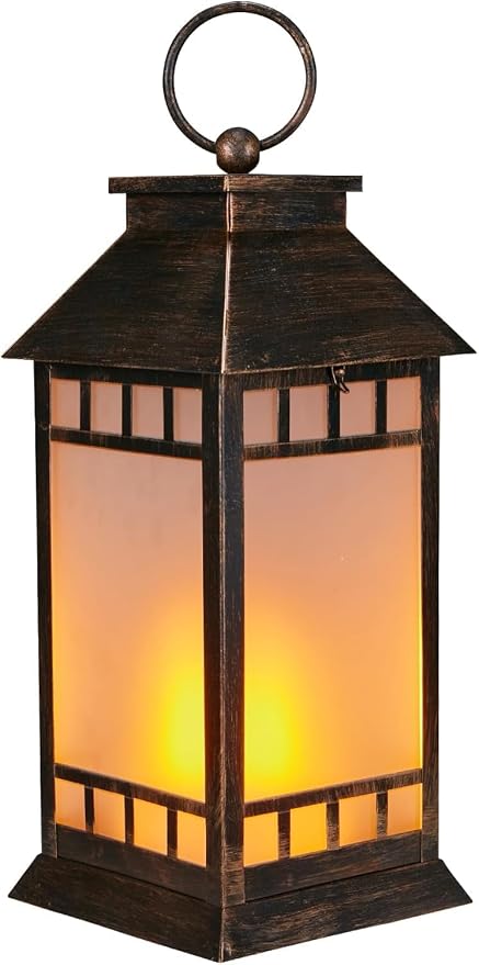 18'' Glass Solar Lantern Outdoor Waterproof, Large Hanging Solar Lanterns by anyperfect