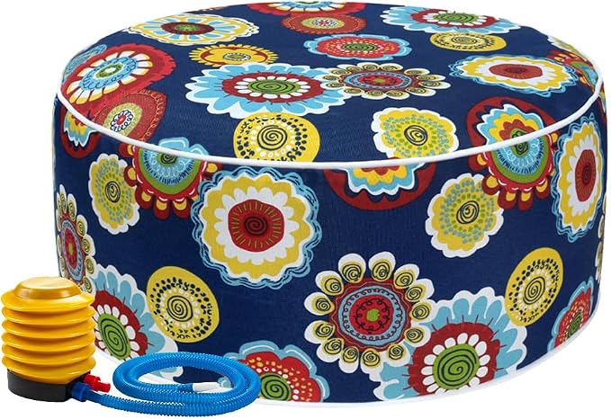 Magpie Fabrics Indoor/Outdoor Inflatable Stool Ottoman Pouf, Water Repellent by Magpie+Fabrics