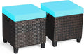 Tangkula 2 Pieces Outdoor Patio Ottoman, All Weather Rattan Wicker Ottoman Seat by TANGKULA