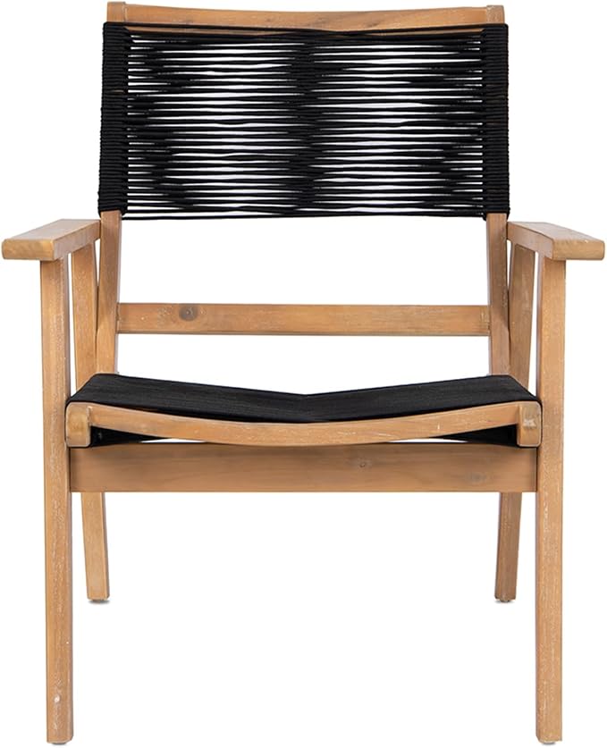 Outdoor Patio Chairs Set of 2 Black Rope Furniture Chairs 2-Person Outdoor - Image 4