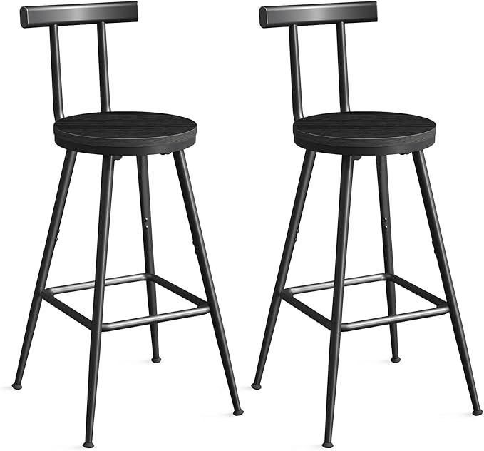 Bar Stools, Metal Frame, Adjustable Feet, Easy Assembly, by MAHANCRIS