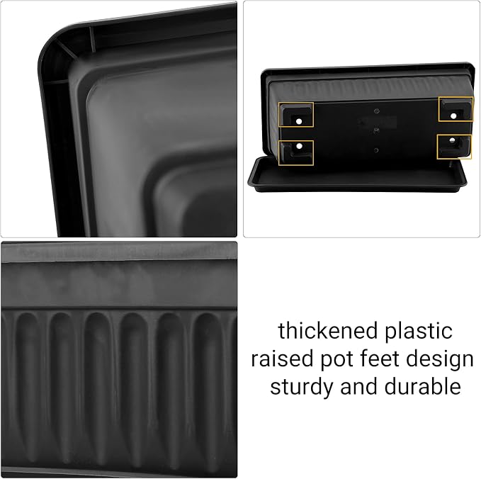 GREANER Rectangle Planters for Indoor Plants, 3 Pack Long Outdoor Plastic - Image 5