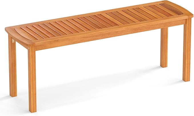 Tangkula Acacia Wood Outdoor Bench, Backless Wooden Garden Bench, Farmhouse - Image 9