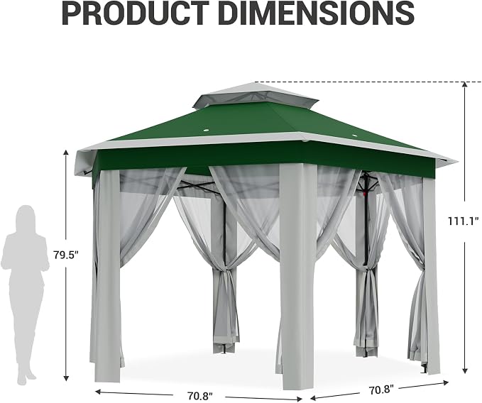 GAOMON Heavy Duty 13x13ft 6-Sided Tent – Double Vented Roof, Mesh Windows - Image 5