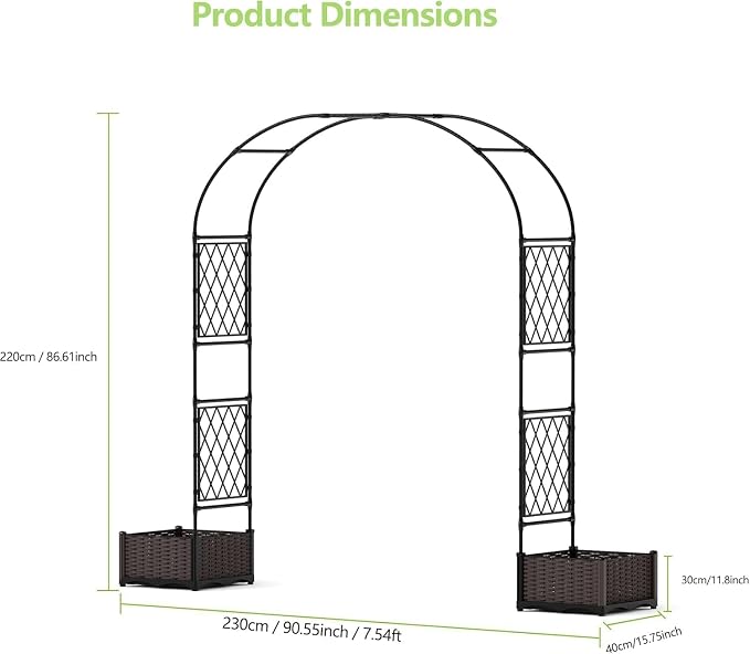 90.5" Metal Garden Arbor Arch Trellis - Image 2