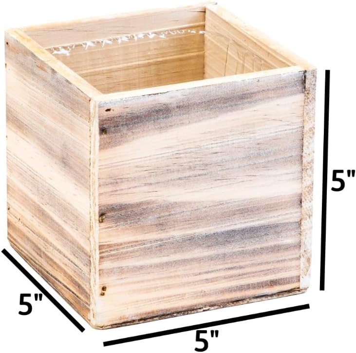 Wooden Planter Box, Rustic Whitewash - Image 2