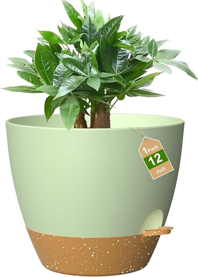 12 Inch Large Self Watering Pots, Flower Pots by Unknown