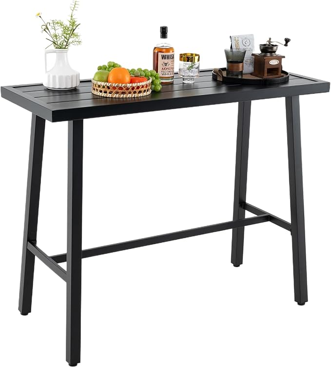 COSTWAY 36" Outdoor Bar Table, Rectangular High Pub Table by COSTWAY