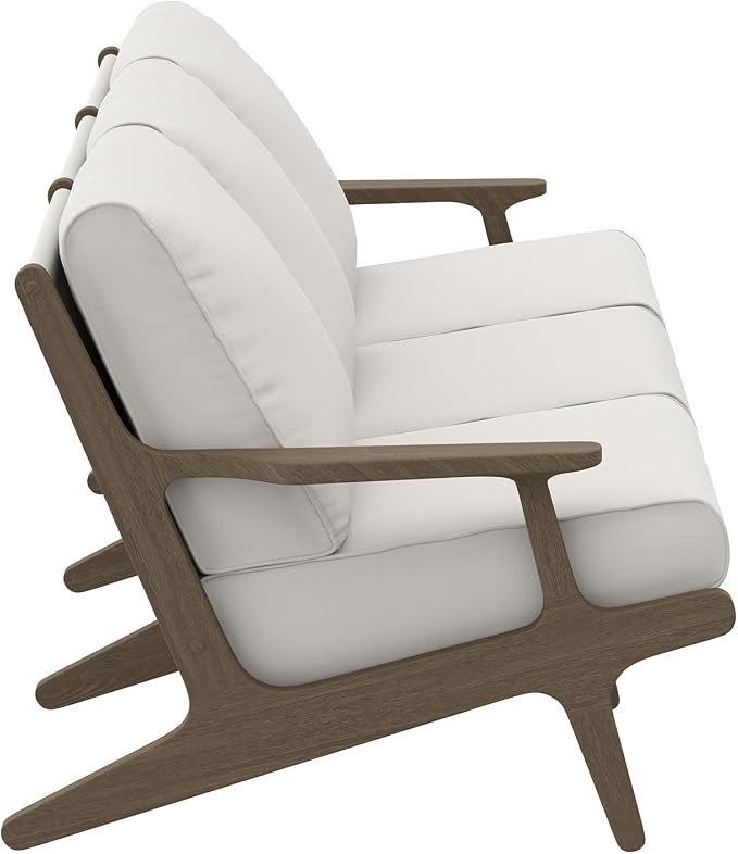 Modway Saratoga Teak Outdoor Patio Sofa in Weathered Gray White – 3 Seater Couch - Image 6