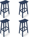 Outdoor Bar Stools Set of 4, 29 Inch All-Weather HDPE Bar Height Chairs by KULAMOONLIFEHOUSE