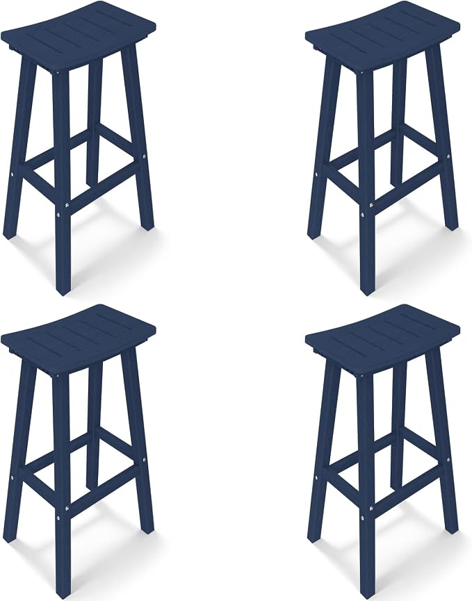 Outdoor Bar Stools Set of 4, 29 Inch All-Weather HDPE Bar Height Chairs by KULAMOONLIFEHOUSE