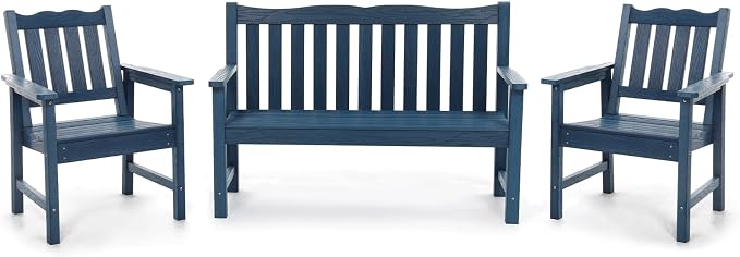Stoog Outdoor Bench & Chairs Set, All-Weather Patio Furniture Set, Include 2 by Stoog