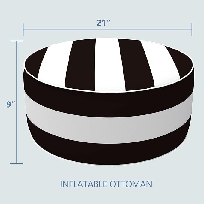 LVTXIII Outdoor Inflatable Ottoman, Fade-Resistant Round Footrest Stool D21”x - Image 3