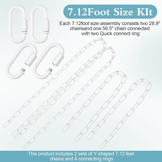 Heavy Duty Porch Swing Hanging Chain Kit 1500 Lbs Capacity, 4 Quick Links & 2 - Image 3