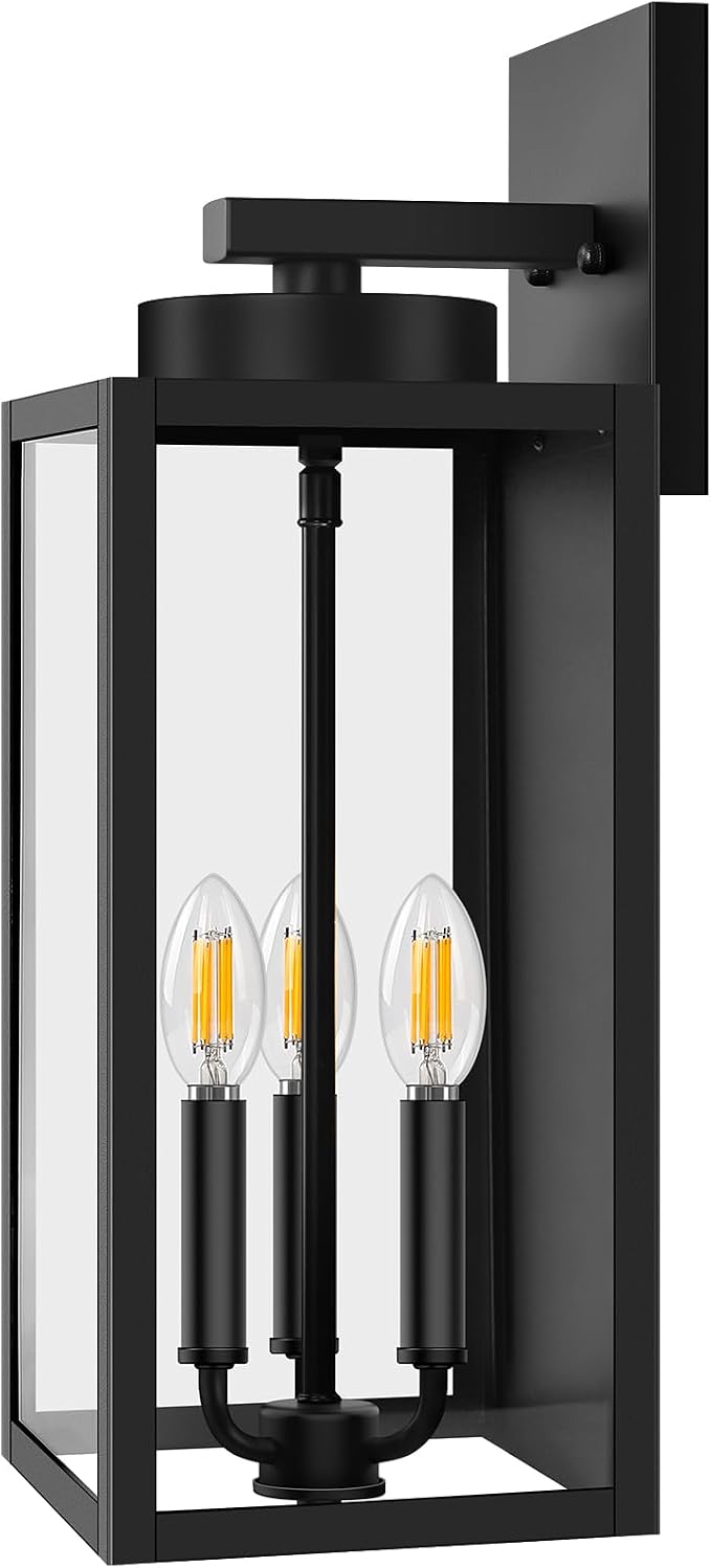 BesLowe 19.6” Large Size Outdoor Wall Light Fixture, 3-Light Exterior Lighting by BringYouBrightFuture