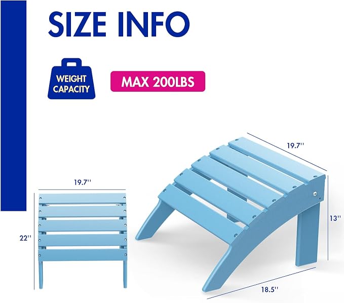 BRIOPAWS Adirondack Ottomans | Folding | Set of 2 | HDPE Plastic | Arctic - Image 3