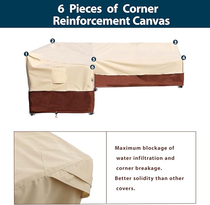 Outdoor Sectional Cover Patio Furniture Covers Waterproof Rip-Stop Anti-UV 600D - Image 2