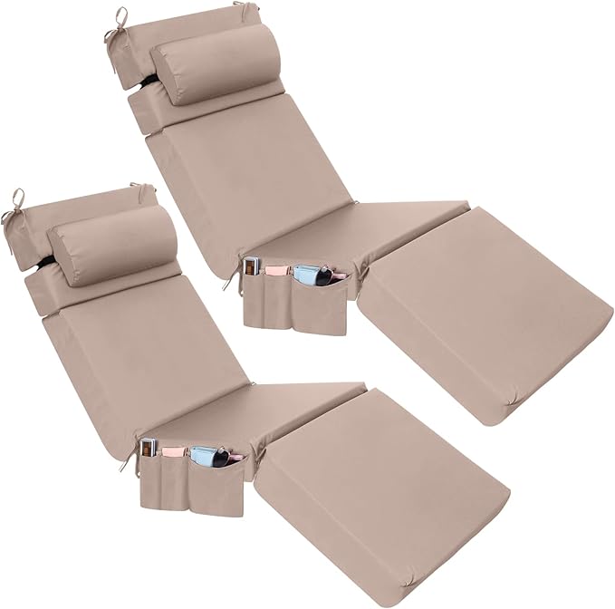 Wenqik 2 Pcs Outdoor Chaise Lounge Cushion by Wenqik