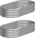 2PCS 4x2x1FT Galvanized Raised Garden Bed Kit, Vegetable Boxes-Oval Metal by Yortrek