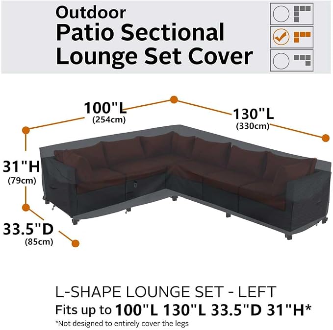 Heavy Duty Outdoor Sectional Sofa Cover, Waterproof 600D Patio Sectional Couch - Image 4