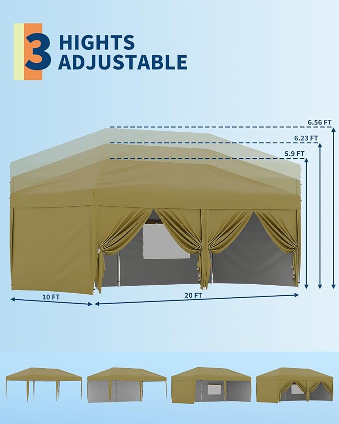 Garvee 10x10 Pop Up Canopy Tent, Heavy Duty Commercial Instant Shelter - Image 4