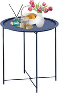 Garden 4 you End Table Metal Side Table Blue Round Folding Tray Cyan Sofa Small by Garden4you