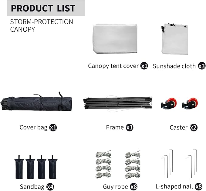 10x10 Pop up Canopy Tent with Sidewalls, Heavy Duty Waterproof Sun Shade Canopy - Image 7