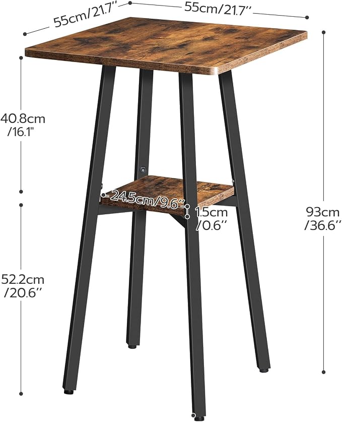 HOOBRO Bar Table, 2-Tier High Top Pub Table, Counter Height Table - Image 3