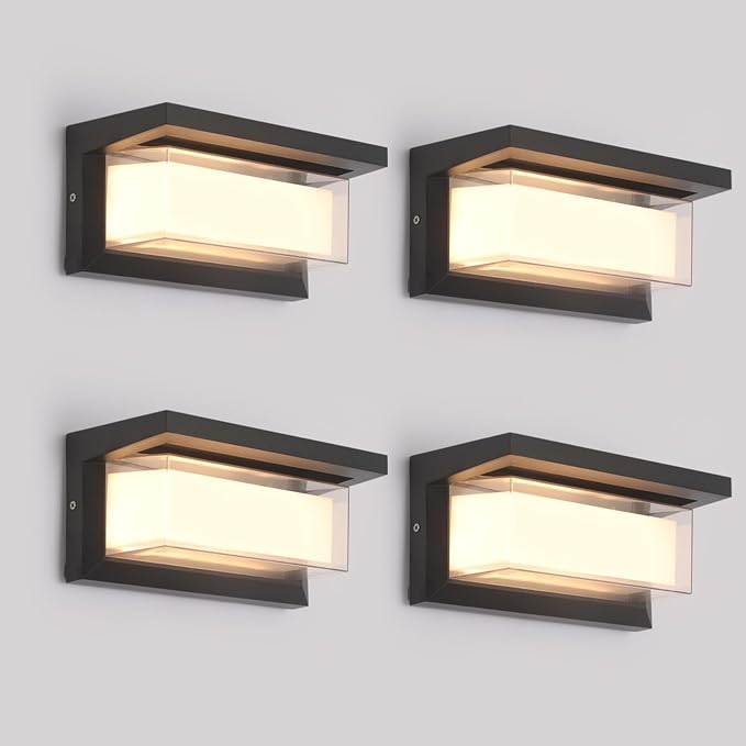 4 Pack 24W LED Outdoor Wall Lights Exterior/Interior Adjustable 3-Color Sconces by MilleLucciole