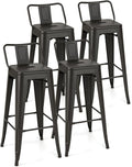 Giantex Metal Bar Stools Set of 4, Rubber Feet, Industrial Stackable Barstools by Giantex