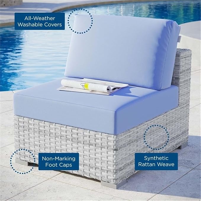 Modway Convene Wicker Rattan Outdoor Patio Armless Chair in Light Gray Light - Image 9