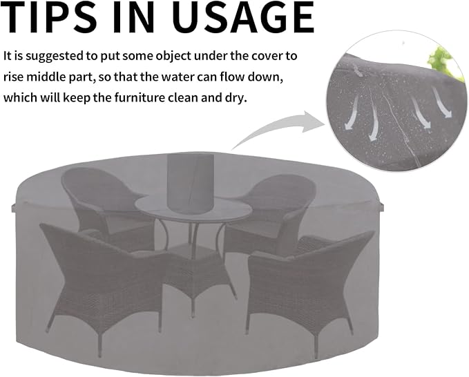 Easy-Going 600D Heavy Duty Round Patio Furniture Cover, Outdoor Table and Chair - Image 7