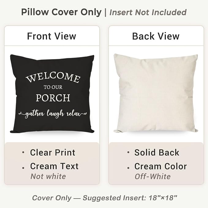 PANDICORN Welcome to Our Porch Stay Awhile Farmhouse Throw Pillow Covers 18x18 - Image 4