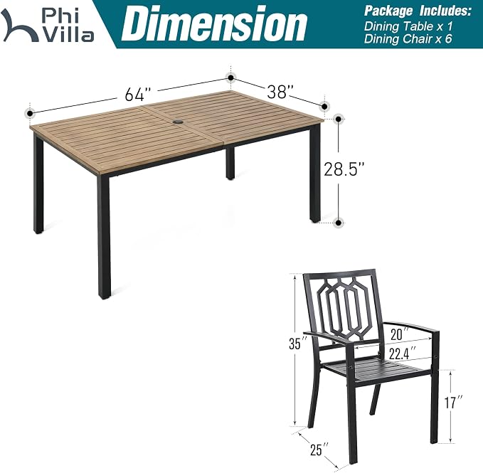 PHI VILLA 7 Pieces Outdoor Dining Set - Image 9
