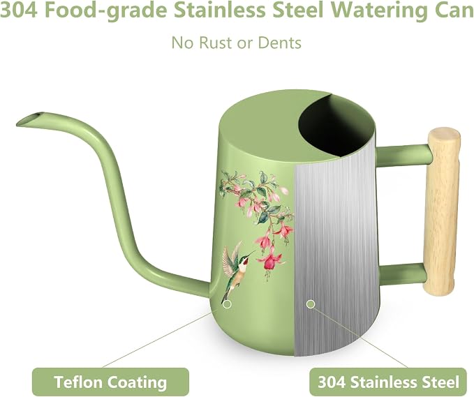 Watering Can Indoor Plants, 35oz Small Stainless Steel Metal Watering Can - Image 6