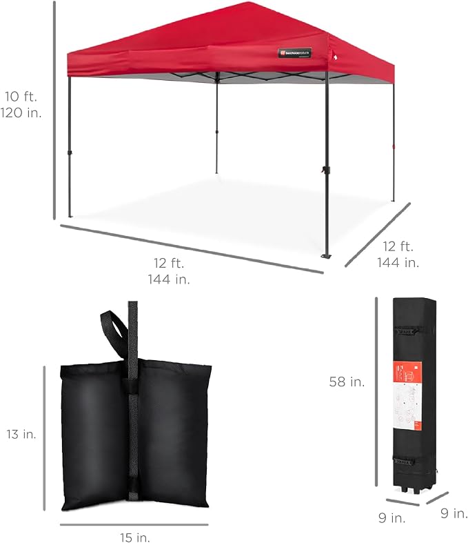 Best Choice Products 12x12ft Pop Up Canopy Tent, Outdoor Shade, 1 Person 1 - Image 8
