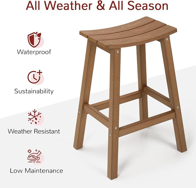 Stoog All-Weather Bar Stools Set of 4, Patio Barstools, Never Rot or Fade - Image 4