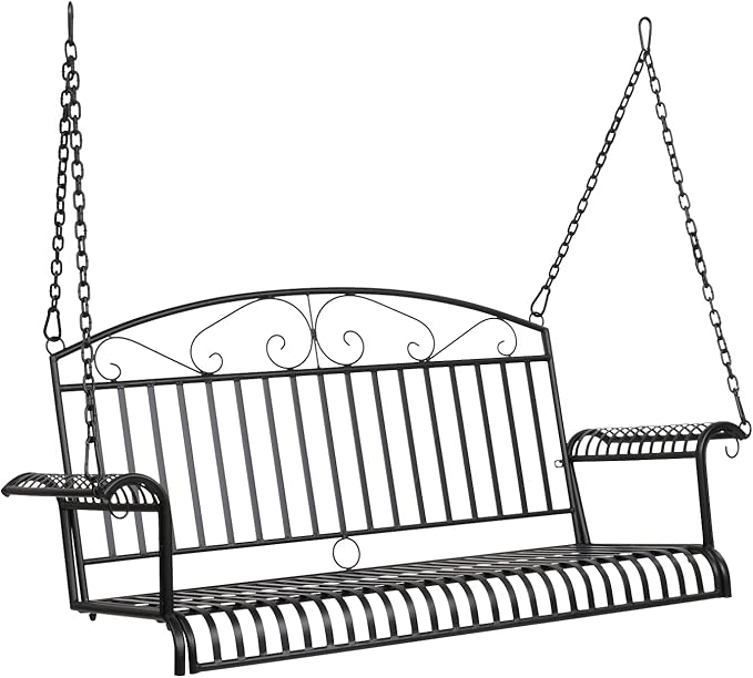 VINGLI Upgraded Metal Patio Porch Swing, 660 LBS Weight Capacity Steel Porch by VINGLI