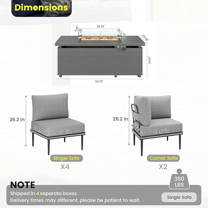 Sundale Outdoor 7 Pieces Patio Furniture Set - Image 2