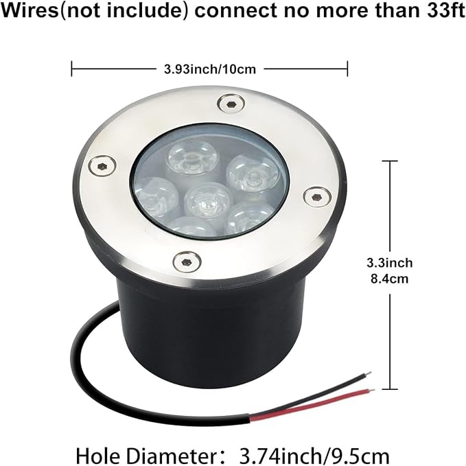 JESLED Landscape Lighting 6W LED Well Lights, 12V 24V Ground Lights 6000K - Image 3