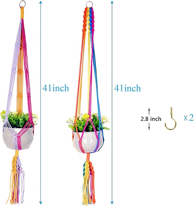 Rainbow Colorful Macrame Plant Hanger - Image 5